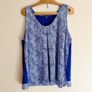 Adrianna Papell Blue Paisley Print Blouse